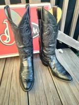 JUSTIN ~ Sz 6C Women Vtg Embroidered Leather Classic Cowboy Boots Pull On L4911 - $74.99