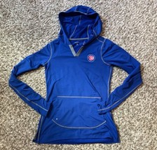 Antigua Pullover Shirt Womens Blue Chicago Cubs MLB Hoodie Kangaroo Thumbholes - £22.24 GBP