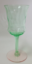 Vintage Diamond Optic Reverse Watermelon Glass Stemmed Uranium Glass Green Pink - $44.55