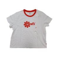 Levi&#39;s Jordie Graphic Flower Print Cotton T-Shirt White Size Large - £15.42 GBP