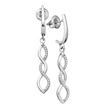 10k White Gold Womens Round Diamond Infinity Dangle Earrings 1/8 Cttw - £187.64 GBP