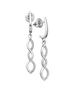 10k White Gold Womens Round Diamond Infinity Dangle Earrings 1/8 Cttw - $328.08 CAD