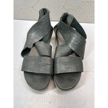 Eileen Fisher Genuine Leather Silver Metallic Sport Cross Strappy Sandal... - $745.43 MXN