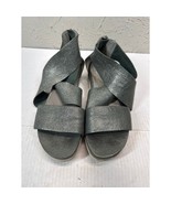 Eileen Fisher Genuine Leather Silver Metallic Sport Cross Strappy Sandal... - $745.43 MXN
