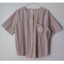 Vintage 70s Jantzen Top Shirt Women XL Vertical Stripes Multicolor Made in USA  - £11.70 GBP