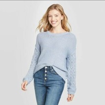 Women&#39;s Scoop Neck Pullover Sweater with Pointelle Sleeve Detail - Knox Rose XS - £7.90 GBP