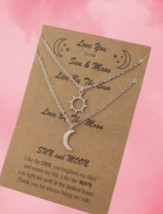 Set of 2 Sun and Moon Necklaces - 2 Silver Necklaces - £10.95 GBP