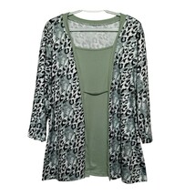 Women&#39;s Green Black White Leopard Print Quarter Sleeve Tunic Size 2XL - $19.20 CAD