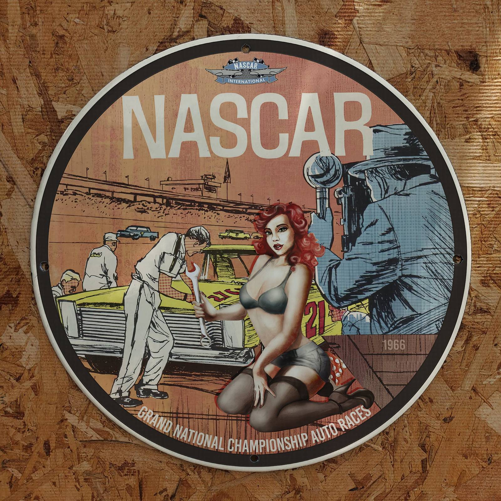 Primary image for 1966 Vintage Style Grand National Championship Auto Races Fantasy Porcelain Sign