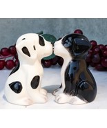 Ebros Ceramic Black &amp; White Mutt Puppy Dogs Kissing Salt And Pepper Shak... - $23.23 CAD