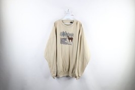 Vintage 90s Streetwear Mens 2XL Distressed Nature Deer Buck Crewneck Sweatshirt - £42.73 GBP