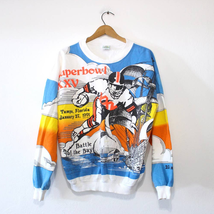 Vintage Super Bowl XXV 1990 Battle Of The Bay AOP Sweatshirt Large - £144.14 GBP