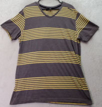 Rusty T Shirt Mens Size XL Gray Yellow Striped Cotton Short Casual Sleeve V Neck - £13.80 GBP