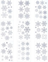 18 Sheets 186 Pcs Christmas Snowflake Window Clings Silver Glitter Snowflake Sti - £22.66 GBP