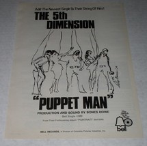 The 5th Dimension Cash Box Magazine Photo Ad Clipping Vintage 1970 Puppe... - $19.99