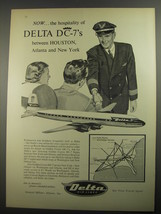 1956 Delta Airlines Ad - Now.. the hospitality of Delta DC-7&#39;s between Houston - £14.48 GBP