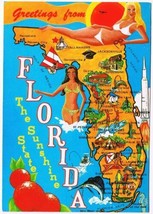 Florida Postcard State Pictoral Map Sunshine State Bathing Beauties - £2.36 GBP