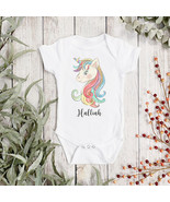 PERSONALISED Cute Unicorn Baby Vest - Rainbow - Personalised Rainbow Sle... - €9,56 EUR