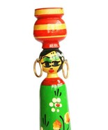 African woman figurine vtg female wooden figure carrying a pot on her head - $266.51 MXN