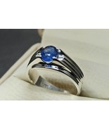 925 Sterling Silver Certified 6.25ct Blue Sapphire Gemstone Statement Me... - £150.23 GBP
