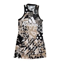 ADIDAS Tank Dress Womens Farm Rio All Over Print Black Beige Cougars Size XS - £27.45 GBP
