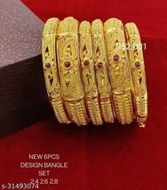 South Indian Women6 pcs Bangles/ Bracelet Gold Plated Fashion Wedding Jewelry - £27.09 GBP