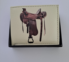 Horse Saddle Bi-Fold Men&#39;s Leather Wallet Printed comes in Gift Box - £9.74 GBP