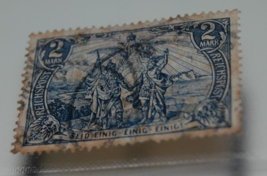GERMANY REICH 1900 2 Mark Reichspost German Antique Stamp Blue - £23.97 GBP