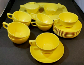 Vintage Stetson Melmac Dinnerware 20 Yellow Dishes, Tea/Coffee Serving Set - £62.29 GBP