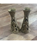 2 Vtg Solid Brass Shabbot Israel  Menorah Brutalist Style Candle Sticks ... - $665.26 MXN