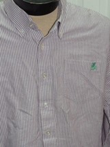 Men&#39;s XXL Coogi Long Sleeve Shirt White &amp; Purple Stripe 100% Cotton - £12.73 GBP