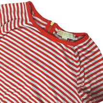 Michael Michael Kors Blouse Top Small Red White Striped Short Sleeve Emb... - $18.35
