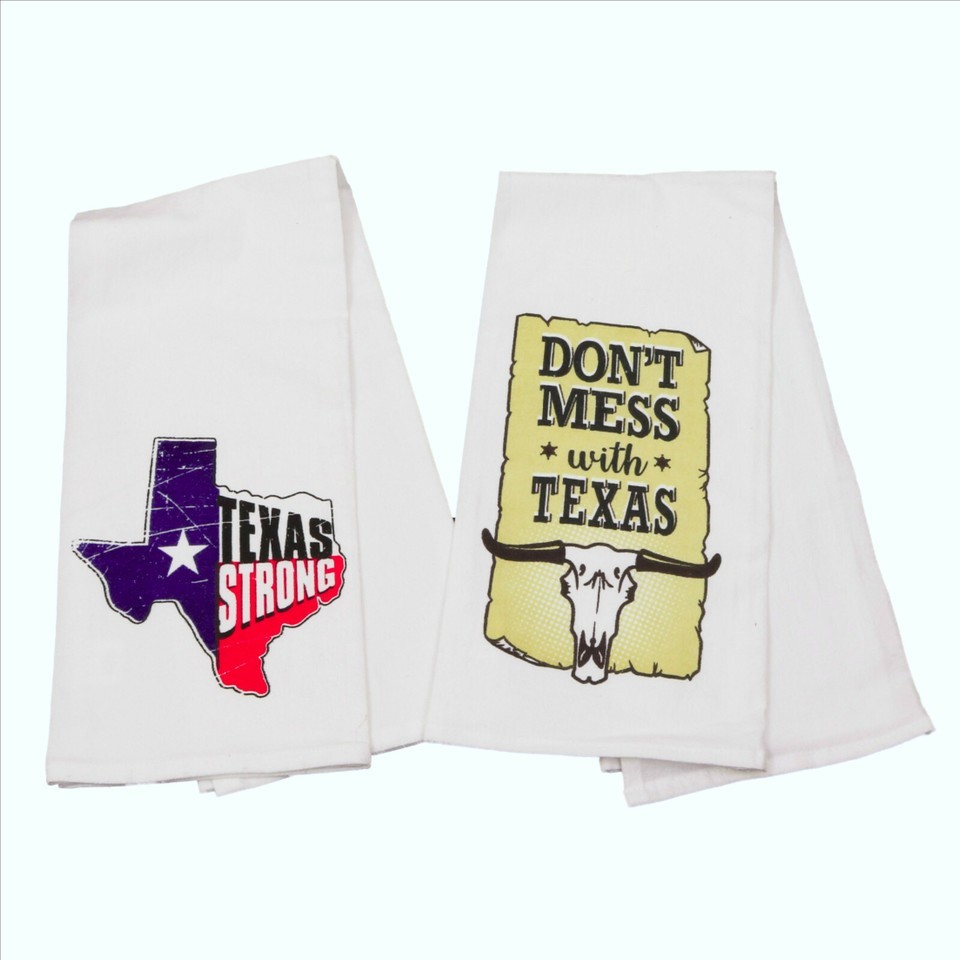 Kinara Set of 2 Texas Cotton Print Kitchen Towels 20x28 inches - $14.84