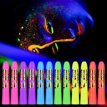12Pcs Glow in The Dark Face Body Paint, UV Black Light Glow Makeup Kit(D0101HRJV - £13.99 GBP