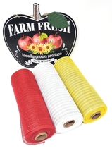 Farm Fresh Produce Fall Apple Deco Mesh Wreath Kit (3 Rolls 10&quot; Mesh + Sign) - £22.14 GBP