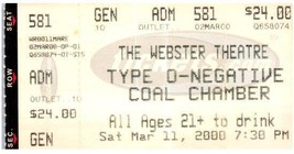 Vintage Type O-Negative Charbon Chambre Concert Ticket March 11 2000 Hartford - £32.45 GBP