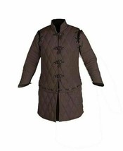 Gambeson Thick Padded Coat Aketon Jacket Armor - Brown Cotton Fabric - £63.55 GBP