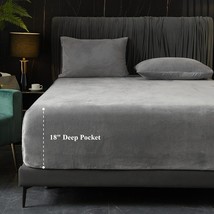 Velvet Fitted Sheet Queen Size, 1 Pack Luxury Flannel Bed Sheets With 18 Extra D - $62.99