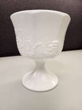 Indiana Milk Glass Pedestal Bowl Colonial Grape Design - £11.74 GBP
