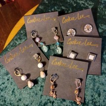 Cookie Lee Earrings 5 pair crystal rose quartz mother of pearl new - $30.00