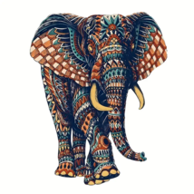 Mysterious Wooden Elephant Jigsaw Puzzle - New - Size A5 Small - £11.85 GBP