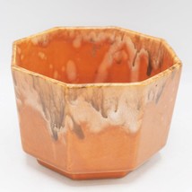 Frank Moreno Ceramic Bowl Planter Pottery Drip Glaze Orange Brown - £31.13 GBP