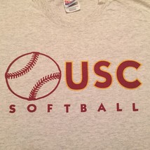 Hanes Mens USC Softball University of Southern California Gray T-shirt Medium - £23.59 GBP
