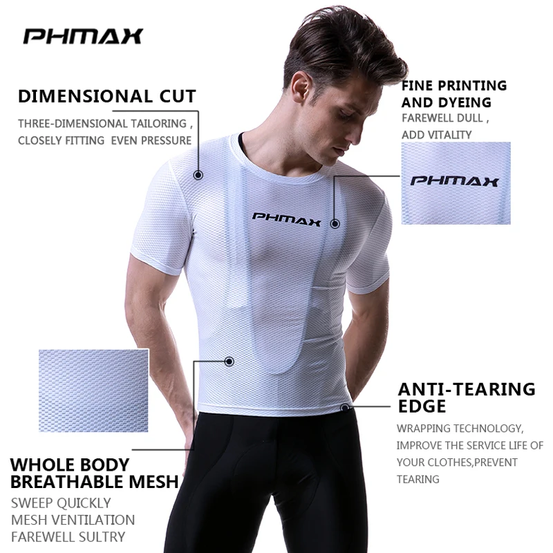 Sporting PHMAX Pro Cycling Base Layers Cool Mesh Bicycle Shirt Keep Dry Superlig - £38.28 GBP