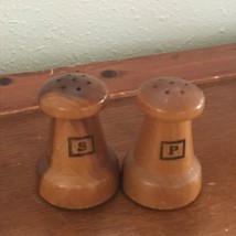 Vintage Pair of Small Wood Salt and Pepper Shakers for Rustic Cabin Decor – 2 in - £6.86 GBP