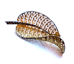 Vintage Alice Caviness Leaf Brooch Sterling w Gold Wash Germany Marcasite Stones - £29.27 GBP