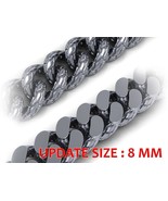 Solid 925 Sterling Silver 8mm Plain Cuban Link Bracelet 14k White Gold P... - $216.77 CAD