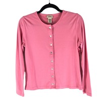 LL Bean Womens Cardigan Button Front Supima Cotton Pink XS - £11.58 GBP