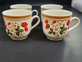 Strawberries ‘n Cream Stoneware Collection Set of 4 Coffee/Tea Cups - £31.64 GBP