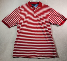 Tommy Hilfiger Polo Shirt Mens Size Large Red White Striped PNC Bank Slit Collar - £9.93 GBP